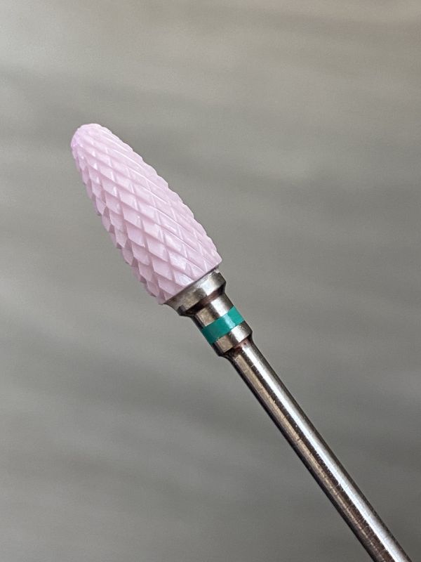 Фреза рожева керамічна Pink Flame С кукурудза (зелена насічка)