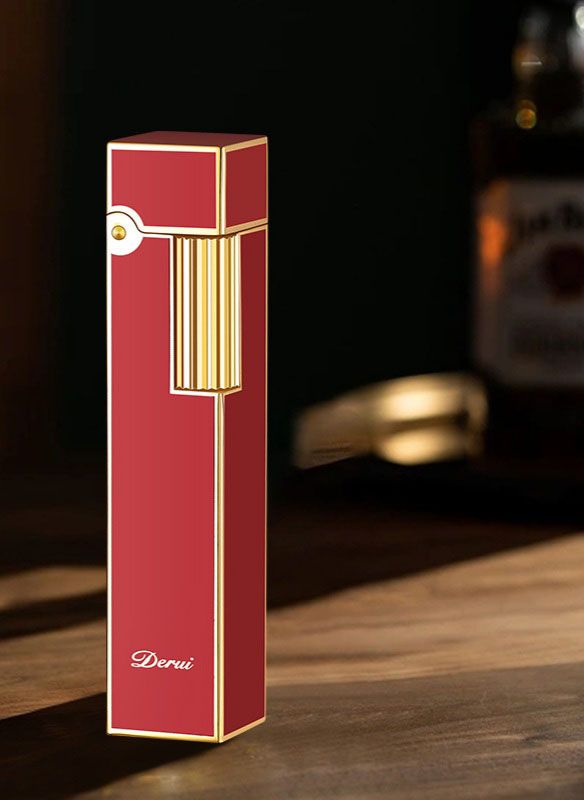 Вишукана Бензинова Запальничка Derui – Елегантність у Червоному та Золотому