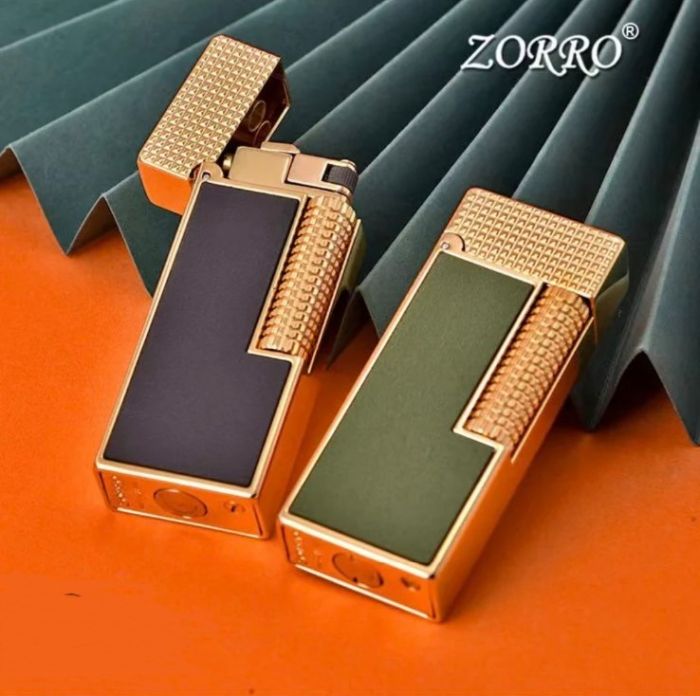 Бензинова запальничка Zorro Slim  Black Leather (Слім-серія, чорна шкіра)