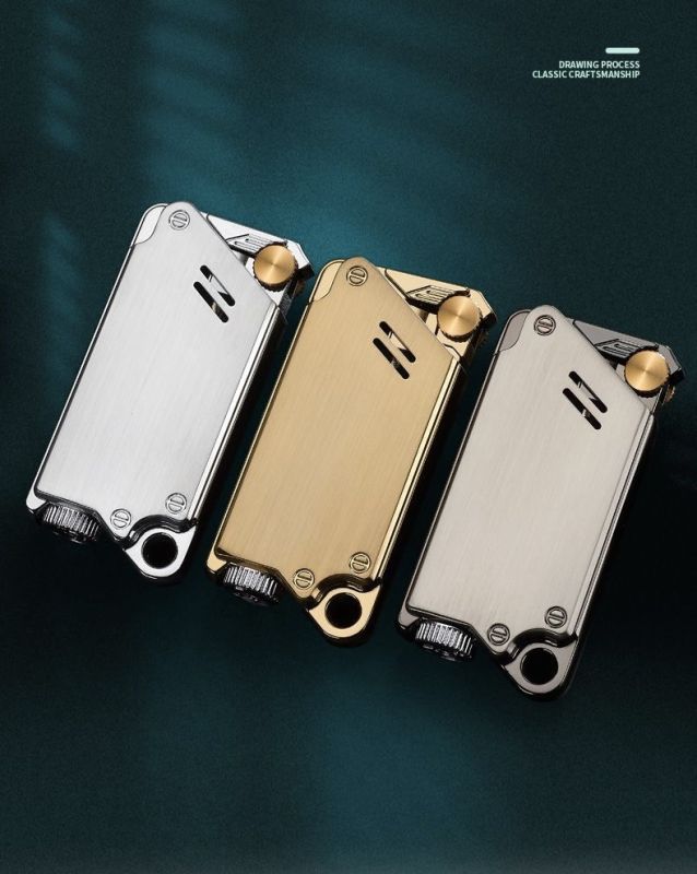 Газова турбо-запальничка FOCUS у стилі Industrial / Steampunk темний хром