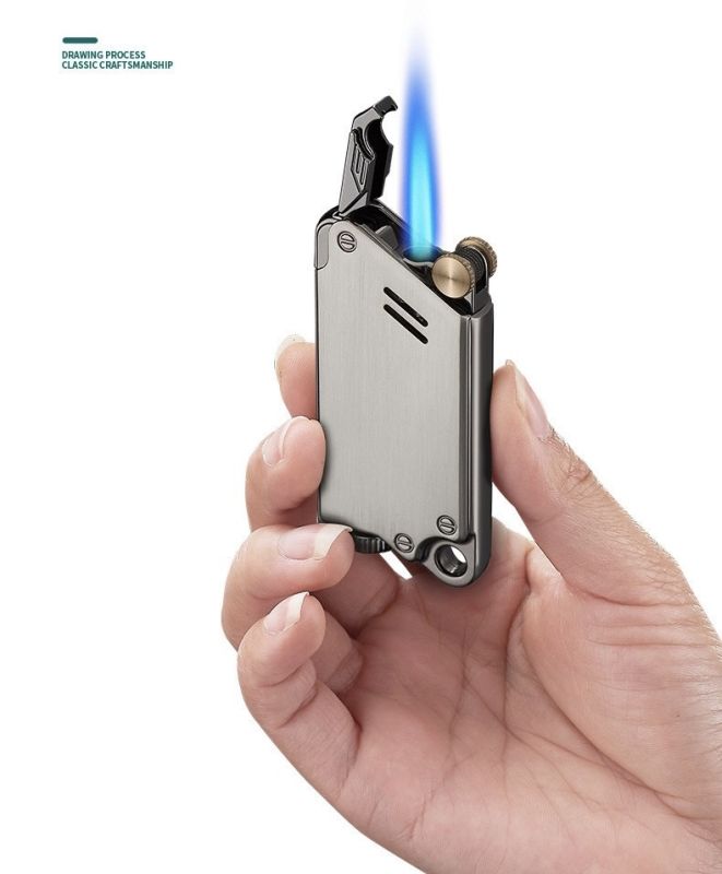 Газова турбо-запальничка FOCUS у стилі Industrial / Steampunk  хром