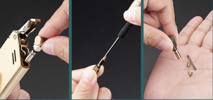 Газова турбо-запальничка FOCUS у стилі Industrial / Steampunk  хром