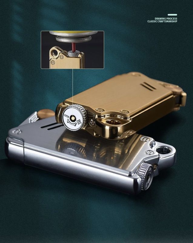 Газова турбо-запальничка FOCUS у стилі Industrial / Steampunk  хром