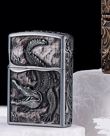 Бензинова запальничка Zorro «Crocodile Antique Copper» Античне срібло