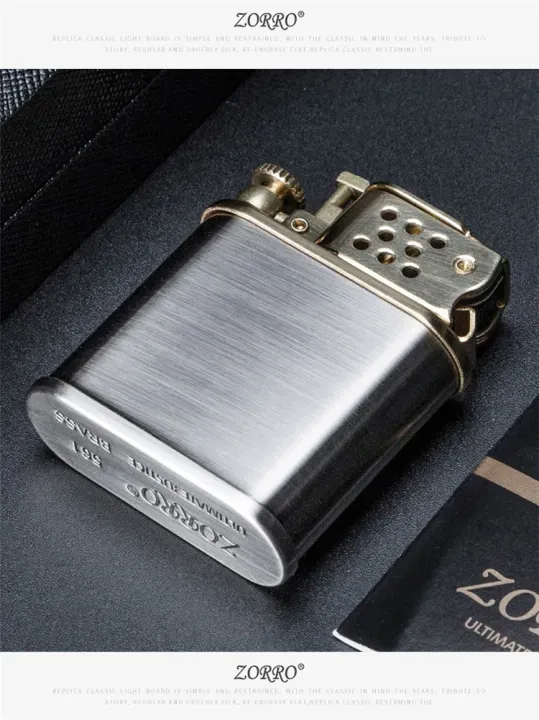 Бензинова запальничка Zorro 561 «Ultimate Justice»Сріблястий сатин + Золото