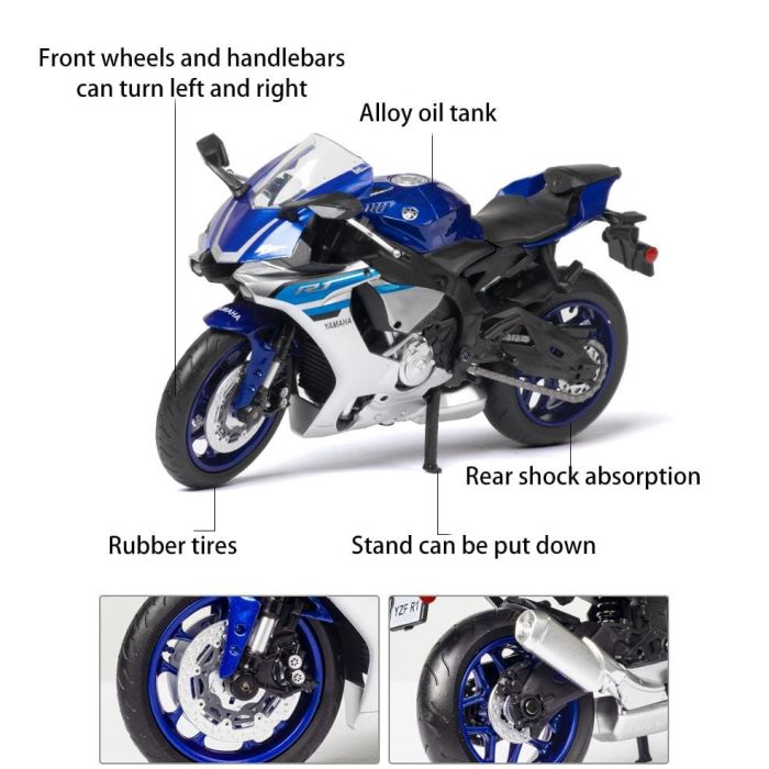 Колекційна масштабна модель мотоцикла Yamaha YZF-R1 (1:12) — Синій