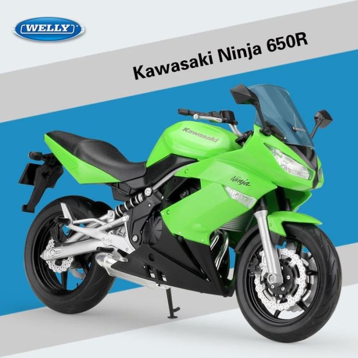 Колекційна модель мотоцикла Welly Kawasaki Ninja 650R (Масштаб 1/10)