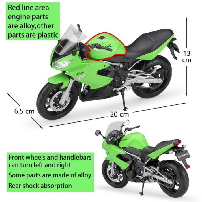 Колекційна модель мотоцикла Welly Kawasaki Ninja 650R (Масштаб 1/10)