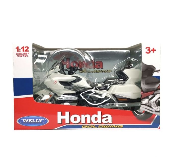 Колекційна модель мотоцикла Honda Gold Wing — Масштаб 1:12 (Welly) колір білий