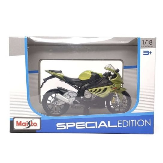 Колекційна модель мотоцикла BMW S1000RR — Масштаб 1:18 (Maisto Special Edition) золотисто-зелений металік