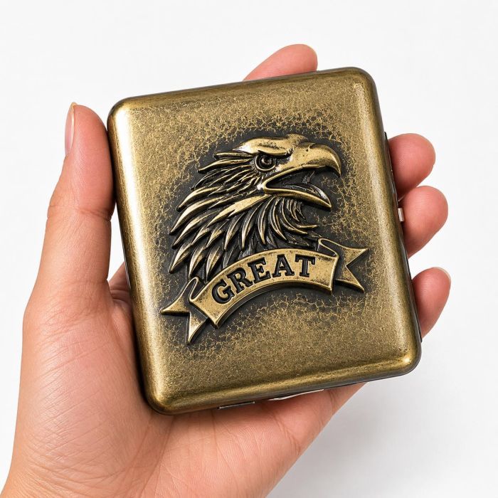 Металевий портсигар Ruipai "Eagle Great" на 20 сигарет — Бронза