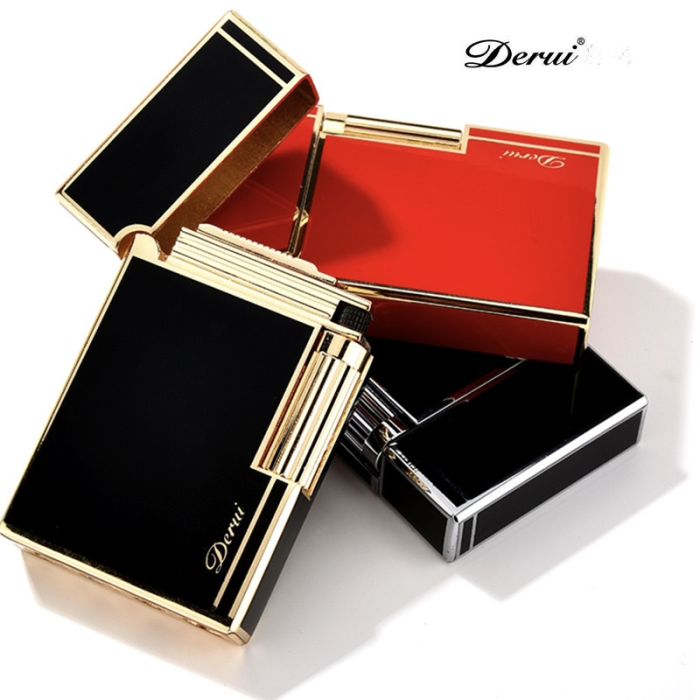 Елітна газова запальничка Derui R-09 Classic Black & Gold з фірмовим кліком