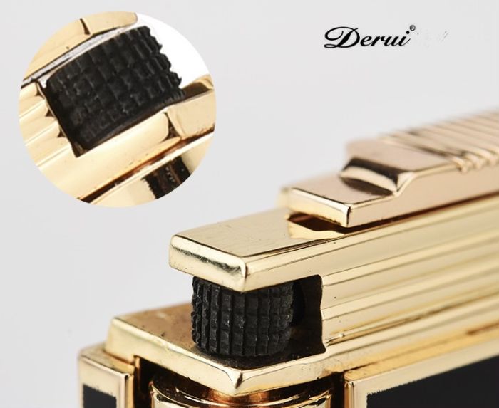 Елітна газова запальничка Derui R-09 Classic Black & Gold з фірмовим кліком