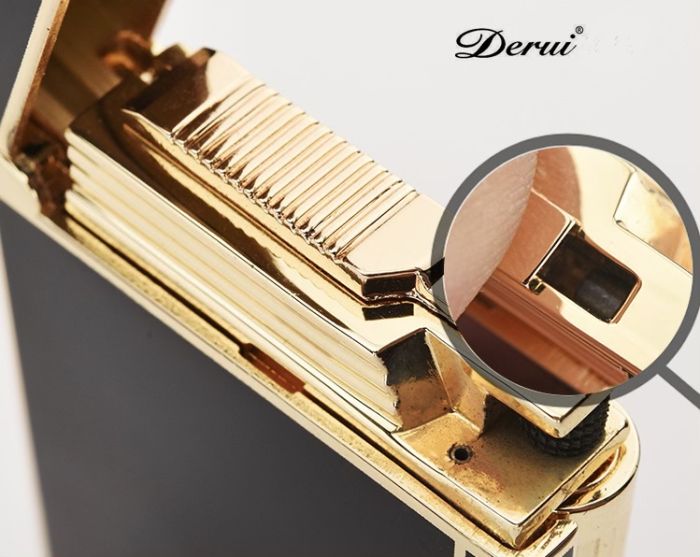 Елітна газова запальничка Derui R-09 Classic Black & Gold з фірмовим кліком