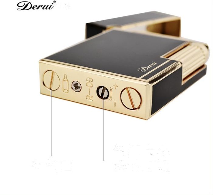 Елітна газова запальничка Derui R-09 Classic Black & Gold з фірмовим кліком