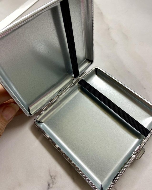 Портсигар металевий Chrome Hearts із чорною екошкірою та хрестом (99х95х19 мм)