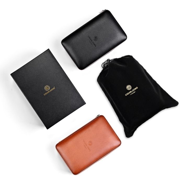 Шкіряний дорожній х’юмідор (футляр) для 4 сигар Cigarloong — Чорний