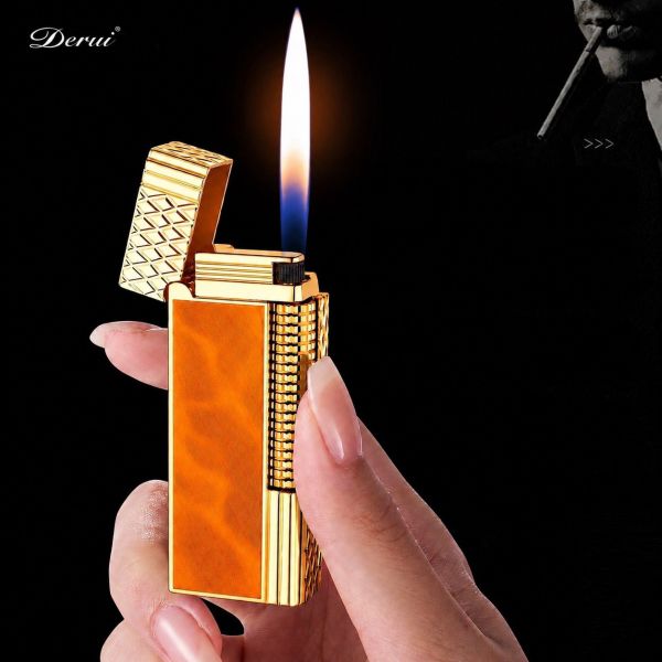 Елітна газова запальничка Derui в стилі Dupont (Помаранчева з золотом)