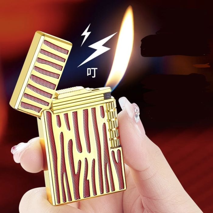 Елегантна газова запальничка Classic Lighter з фірмовим кліком (Red/Gold)