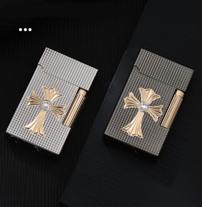 Газова запальничка Derui Premium з  стильним хрестом колір  Silver
