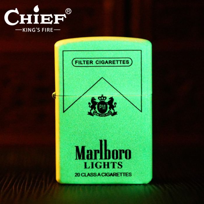 Бензинова запальничка Chief «Marlboro Lights» — Флуоресцентний матовий корпус