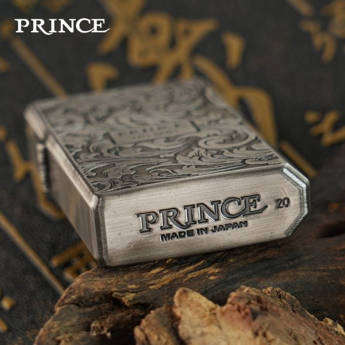 Бензинова запальничка Prince (Japan Design) з  рослинним орнаментом у стилі "бароко"