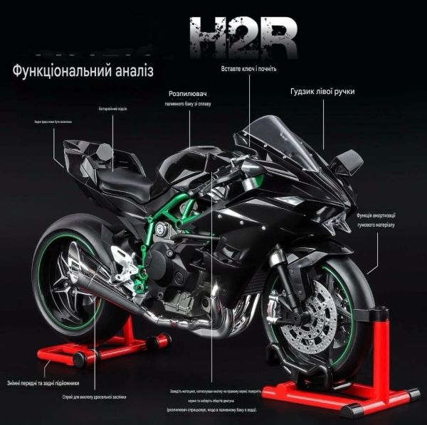 Преміальна колекційна модель мотоцикла Kawasaki Ninja H2R (Масштаб 1:6)з реалістичним звуковим, світловим і паровим спецефектами