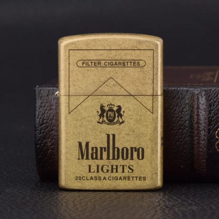Бензинова запальничка Zorro «Marlboro Lights» (Золотиста / Антична латунь)