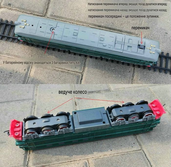 Величезна інтерактивна залізниця FENFA "Dongfeng 4B Watermelon" на акумуляторах (7.5 м колії, світло, звук, 6 вагонів)