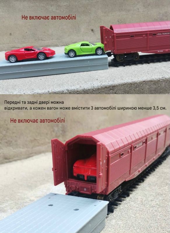 Ігровий набір залізниці FENFA «Будівельний експрес» з локомотивом Dongfeng 4B (колія 7,5 м, світло, звук + акумулятори та спецтехніка)