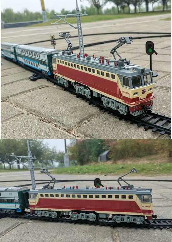 Дитяча залізниця FENFA SS7C у презентабельному подарунковому чемодані—преміальний ігровий набір для юних залізничників