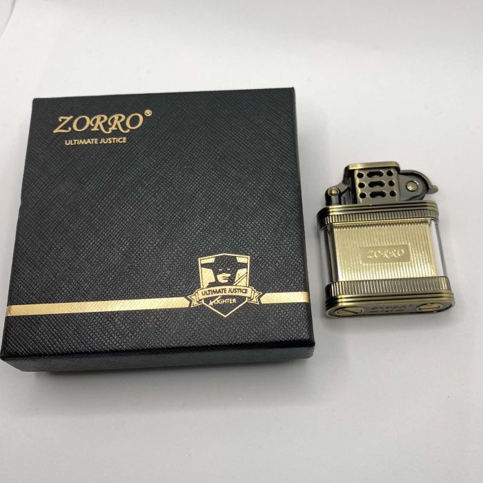 Бензинова Запальничка ZORRO Антична Бронза з прозорою вставкою