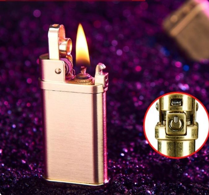 Елегантна бензинова запальничка у золотистому корпусі