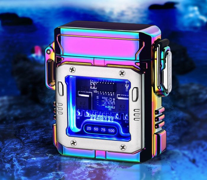 Водонепроникна електроімпульсна USB-запальничка LIGHTER з підсвічуванная колір хамелеон