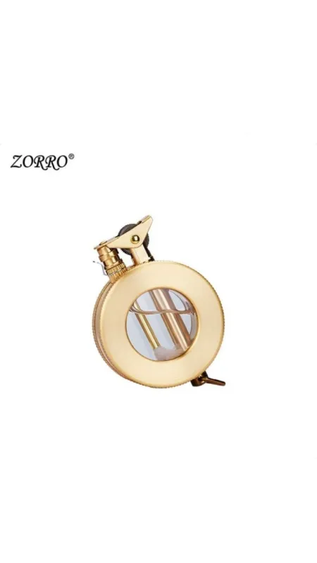 Кругла бензинова запальничка Zorro із латуні