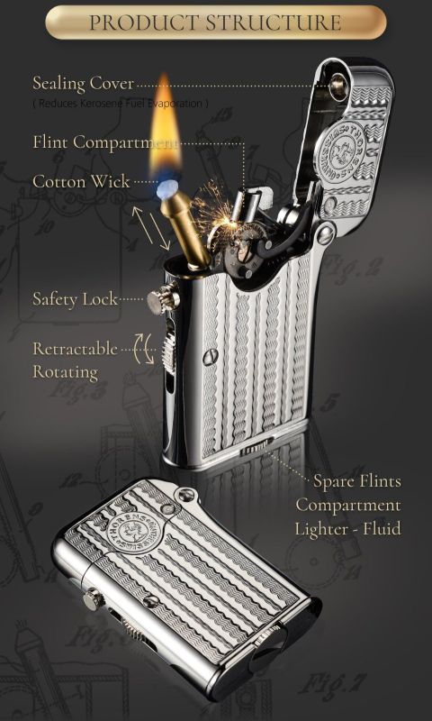 Вишукана бензинова запальничка Thorens срібна